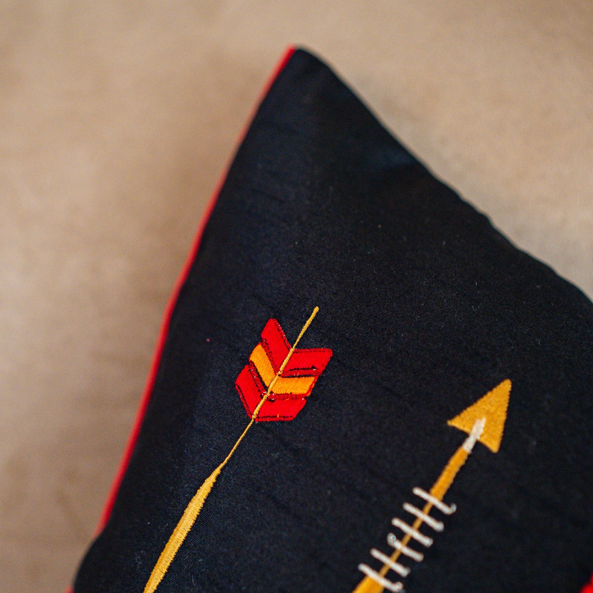 Jewel Black Cushion Cover, 16" x 16", Pack of 1 - Coral Slub - 