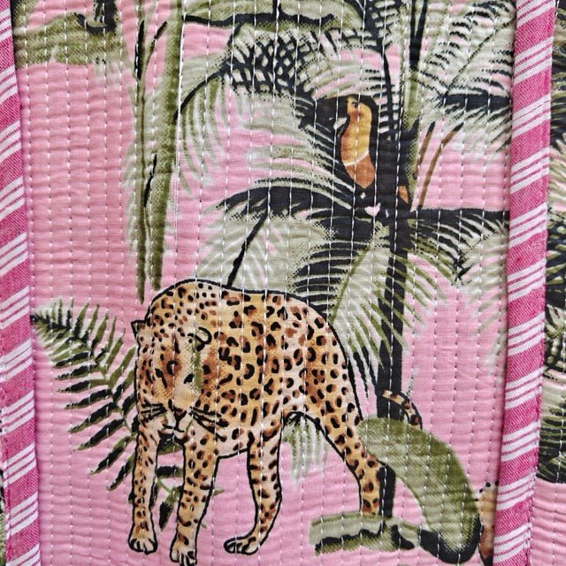 Jungle Blush Animal Print Tote Bag - Coral Slub - 