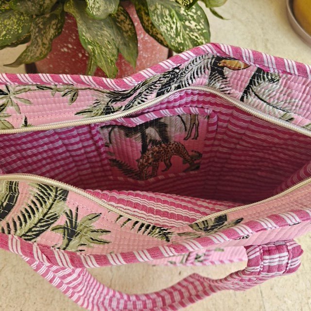 Jungle Blush Animal Print Tote Bag - Coral Slub - 
