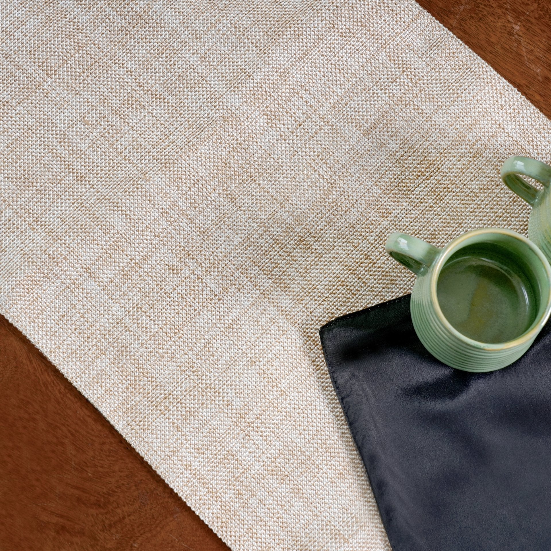 Jute Essence Beige Table Runner 13" x 72" - Coral Slub - 