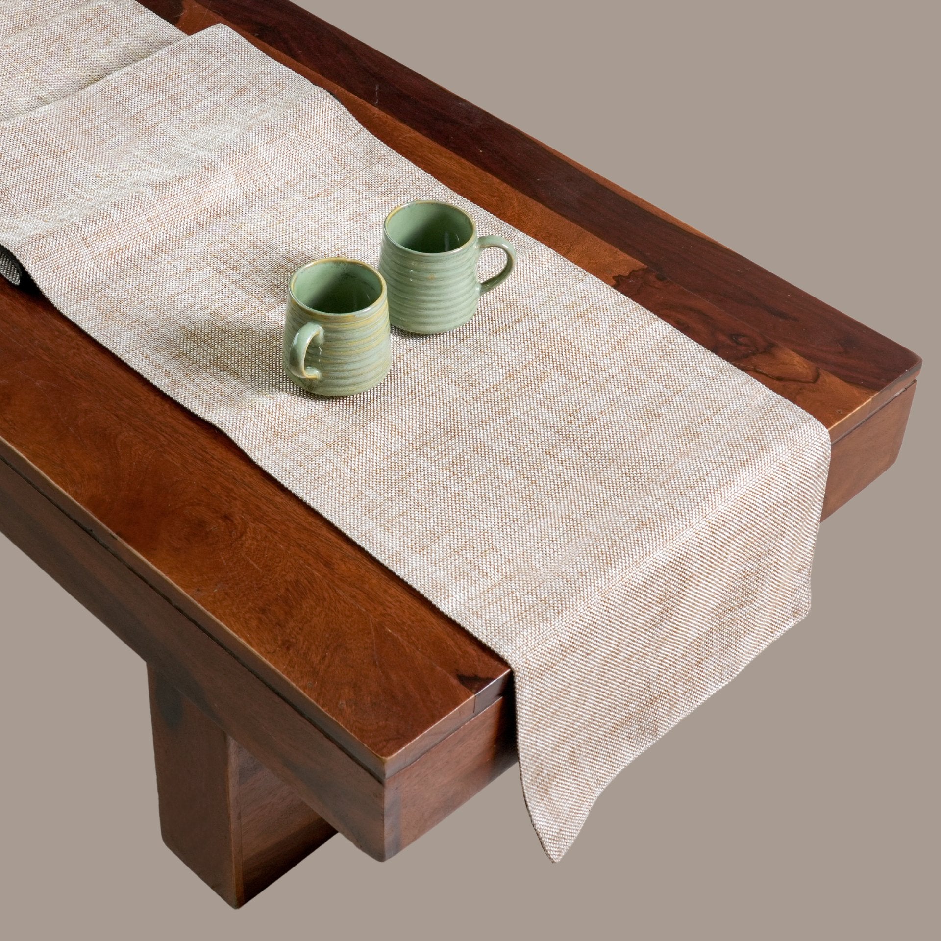 Jute Essence Beige Table Runner 13" x 72" - Coral Slub - 