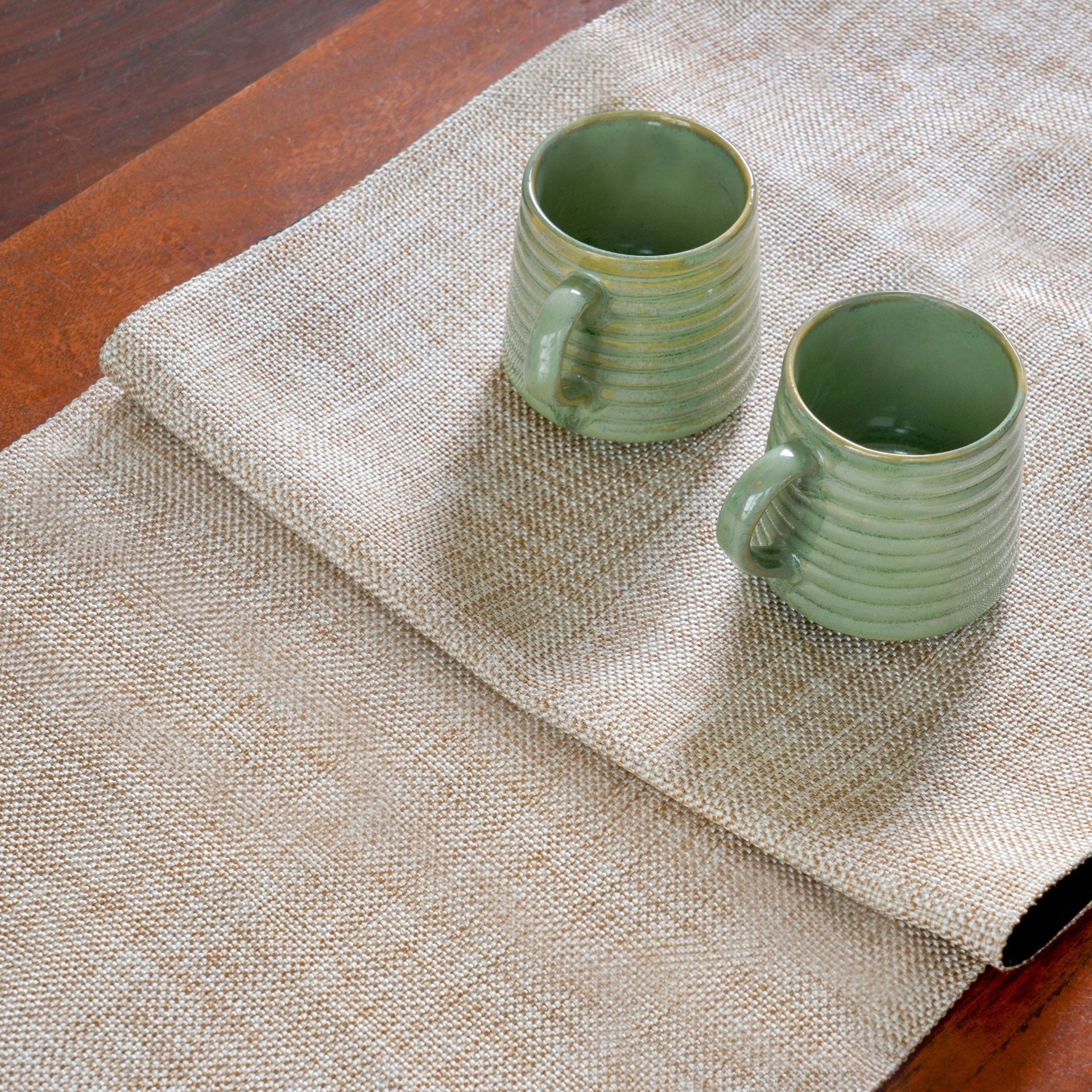 Jute Essence Beige Table Runner 13" x 72" - Coral Slub - 