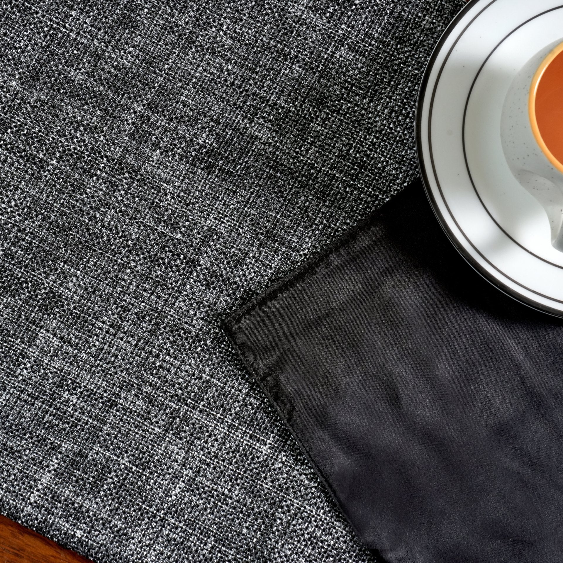 Jute Essence Charcoal Table Runner 13" x 72" - Coral Slub - 