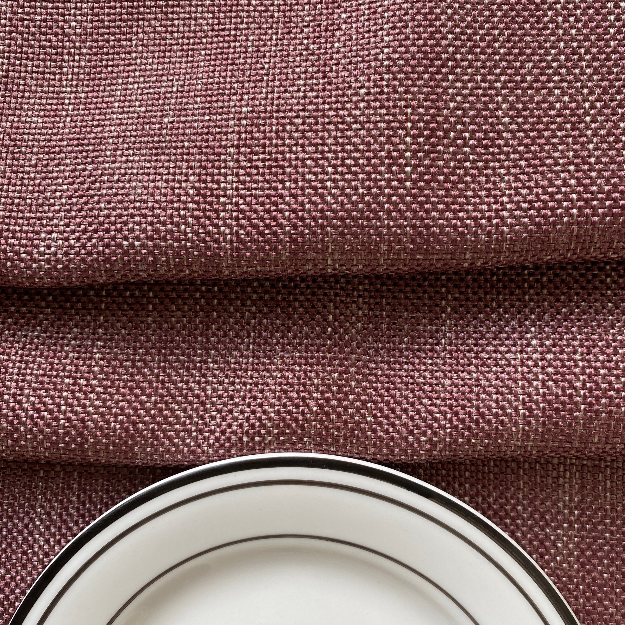 Jute Essence Dark Mauve Table Runner 13" x 72", Elegant Black Taffeta Lining - Coral Slub - 