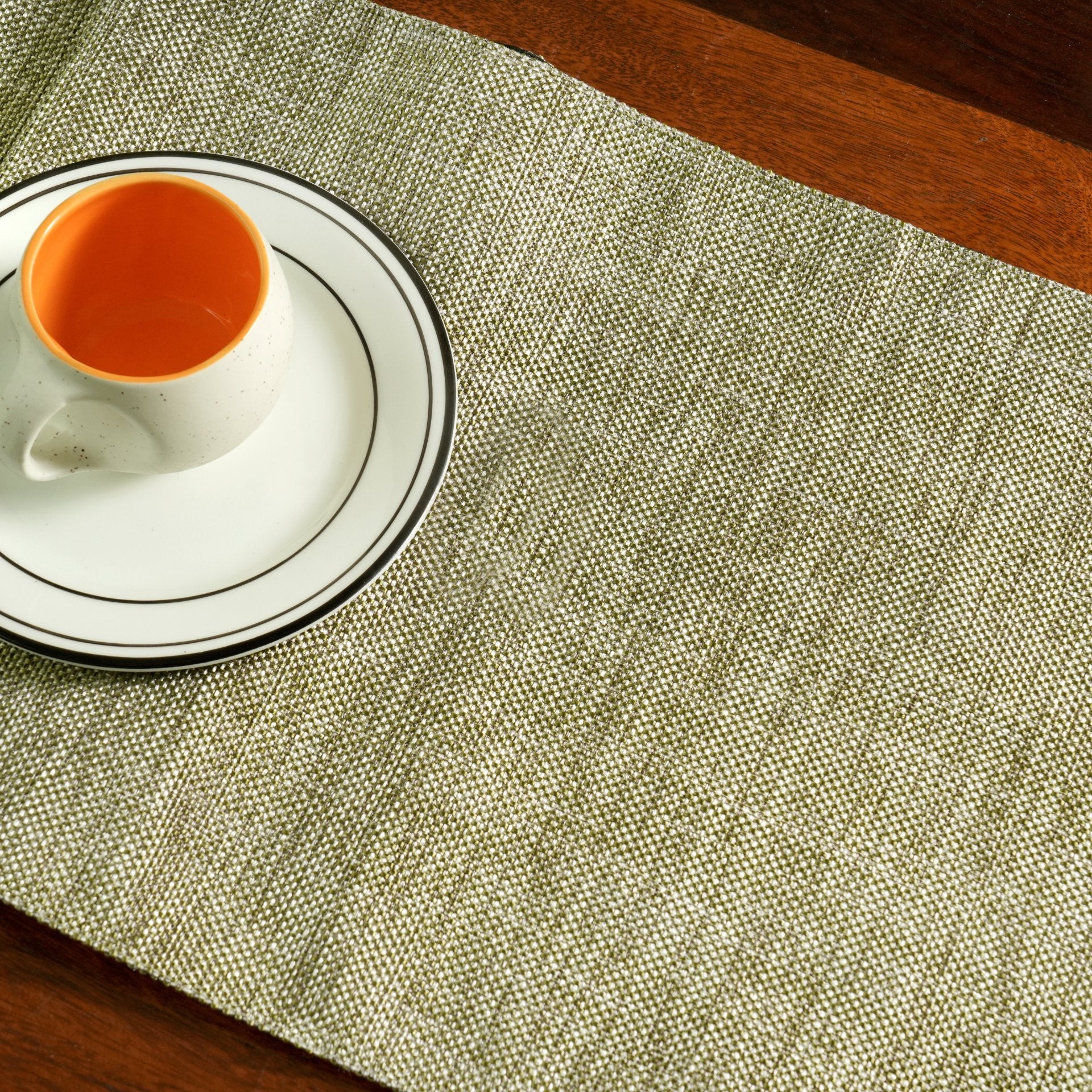 Jute Essence Olive Table Runner 13" x 72" - Coral Slub - 