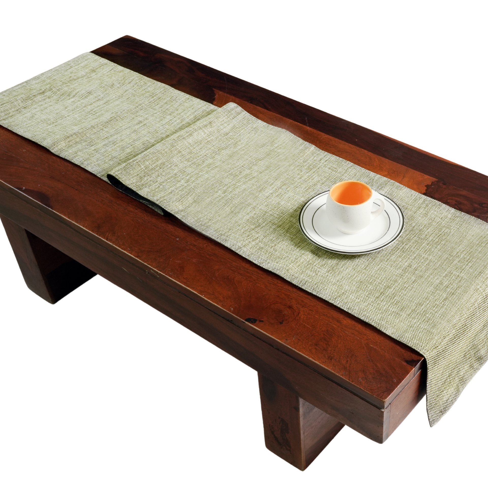 Jute Essence Olive Table Runner 13" x 72" - Coral Slub - 