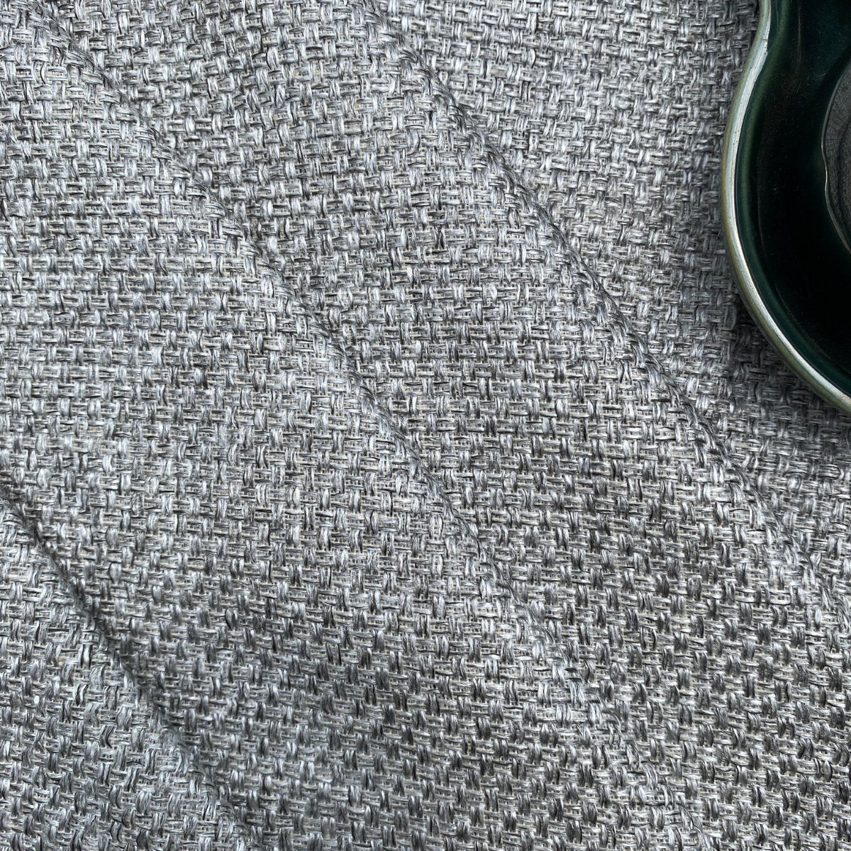 Jute Lux Silver Six Seater Dining Table Cover, 60" X 90" - Coral Slub - 