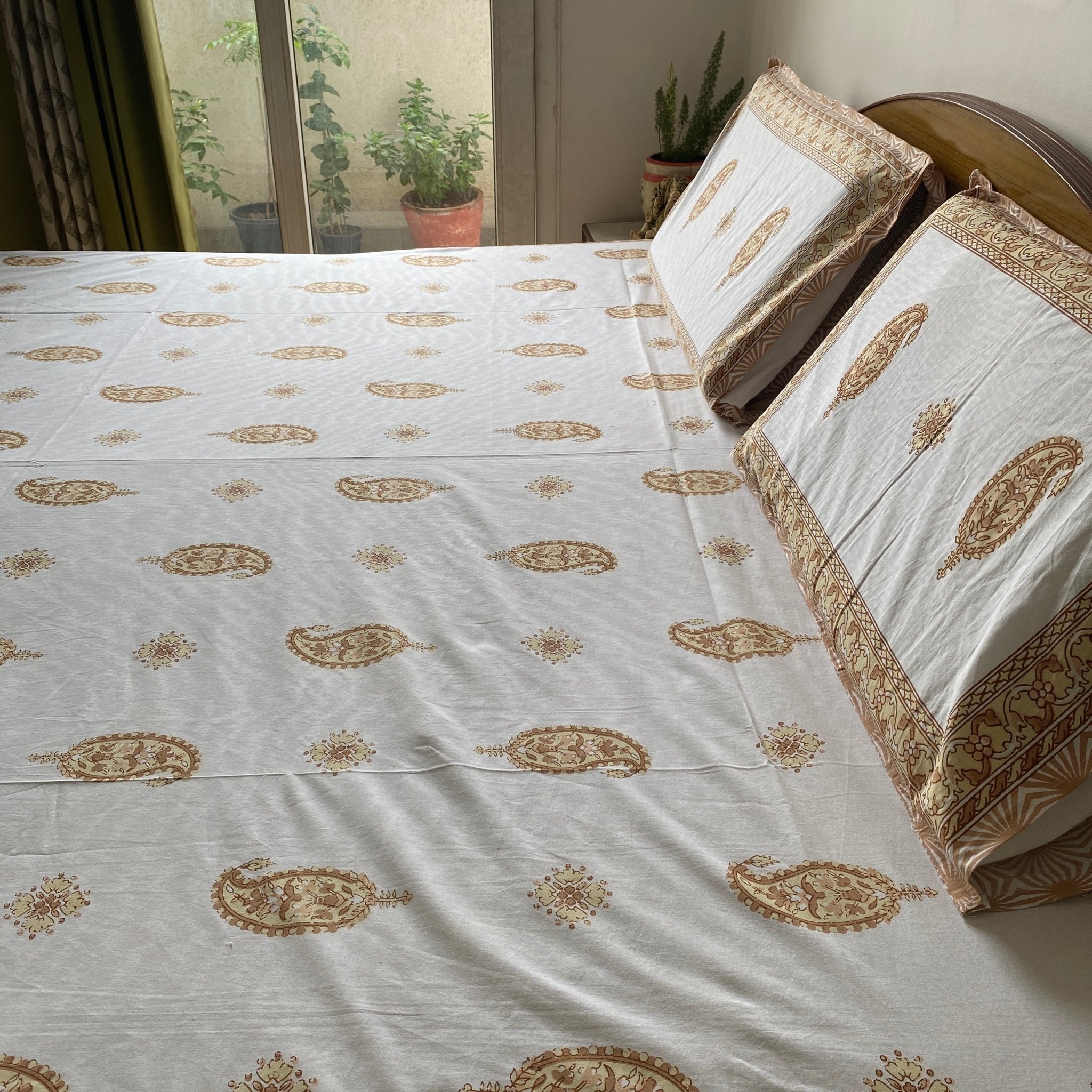 Kaanti Bedsheet Set 100% Cotton, King Size, 100" x 108" - Coral Slub - 