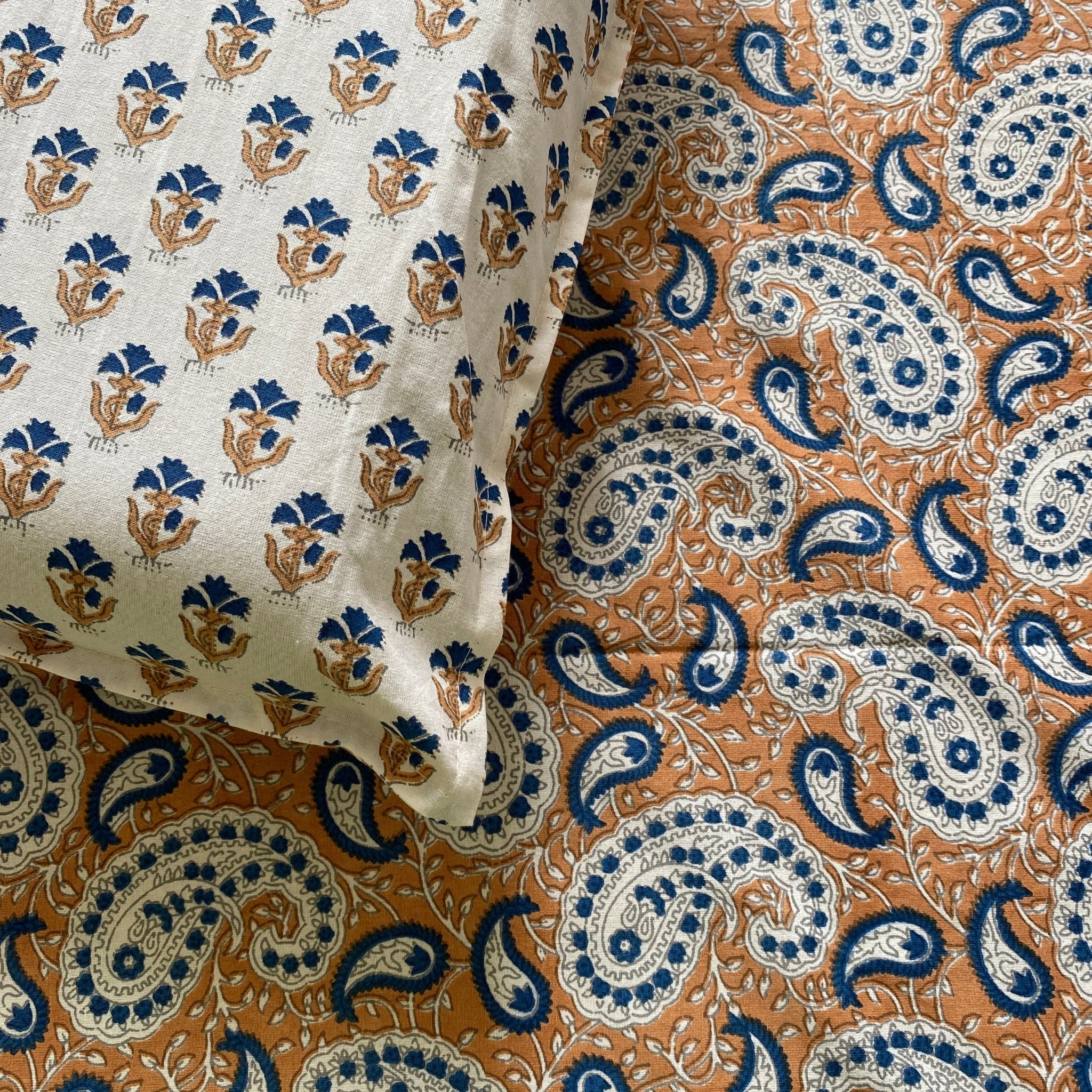 Kanchan Bedsheet Set 100% Cotton, King Size, 100" x 108" - Coral Slub - 