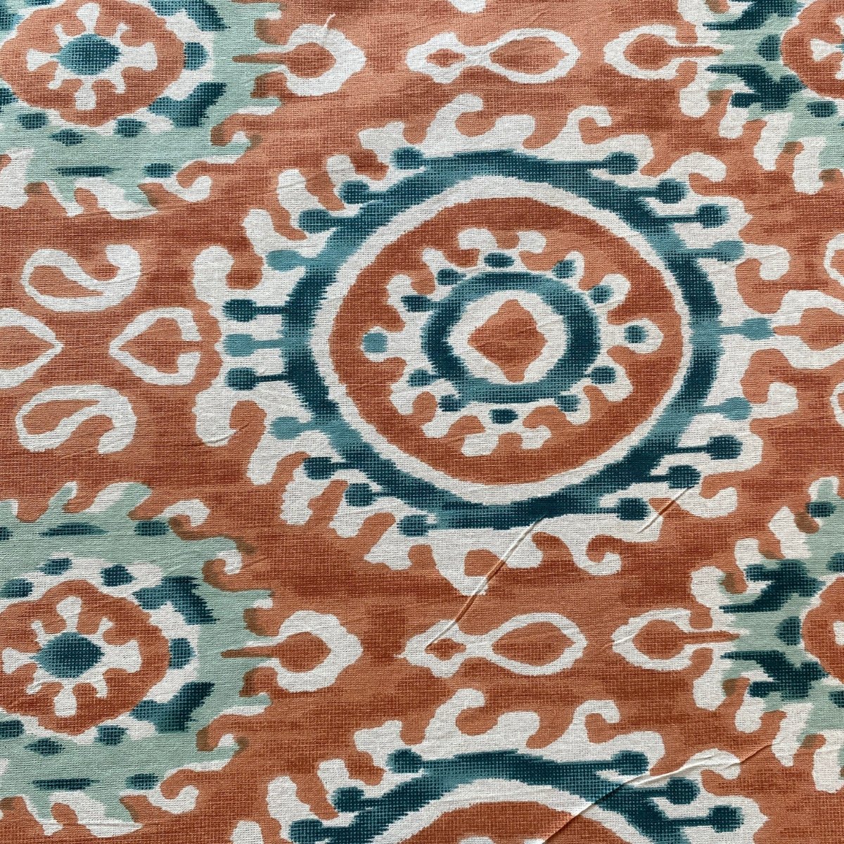 Kesar Ikat Print Bedsheet Set, King Size, 100" x 108" - Coral Slub - 