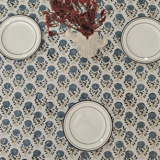 Kora 6 Seater Dining Table Cover, 100% Cotton, 60" x 90" - Coral Slub -