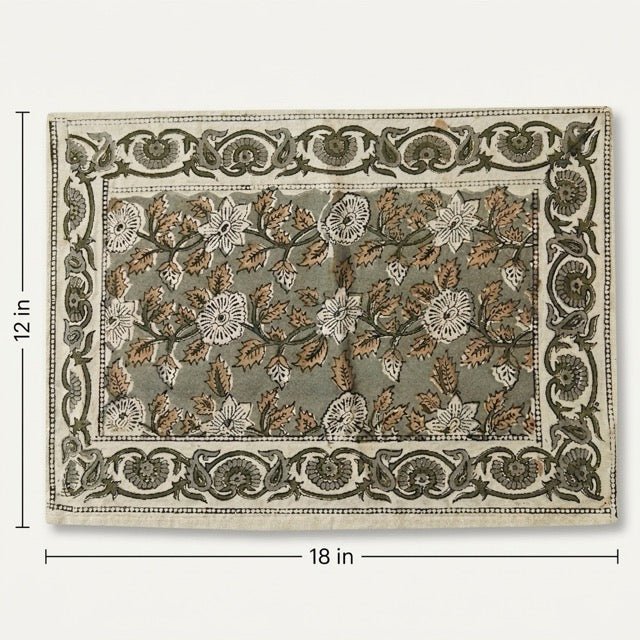 Kund Block Print Placemats - Coral Slub -