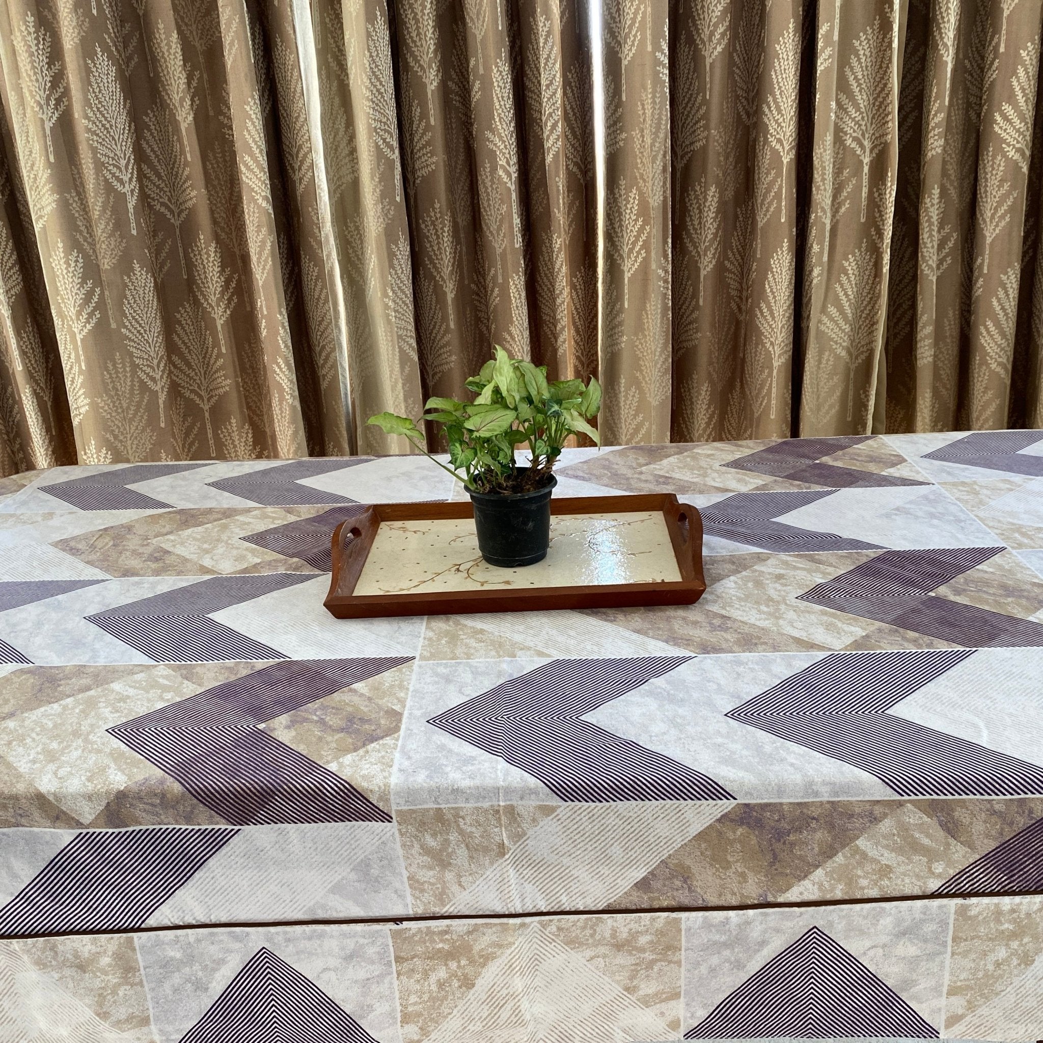 Lattice Dreamscape 6 Seater Dining Table Cover, 100% Cotton, 60" x 90" - Coral Slub - 