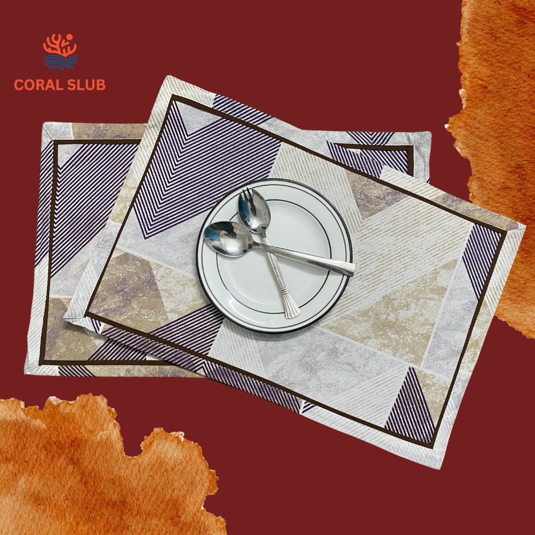 Lattice Dreamscape Cotton Placemats, 12" x 18", Set of 2 - Coral Slub - 