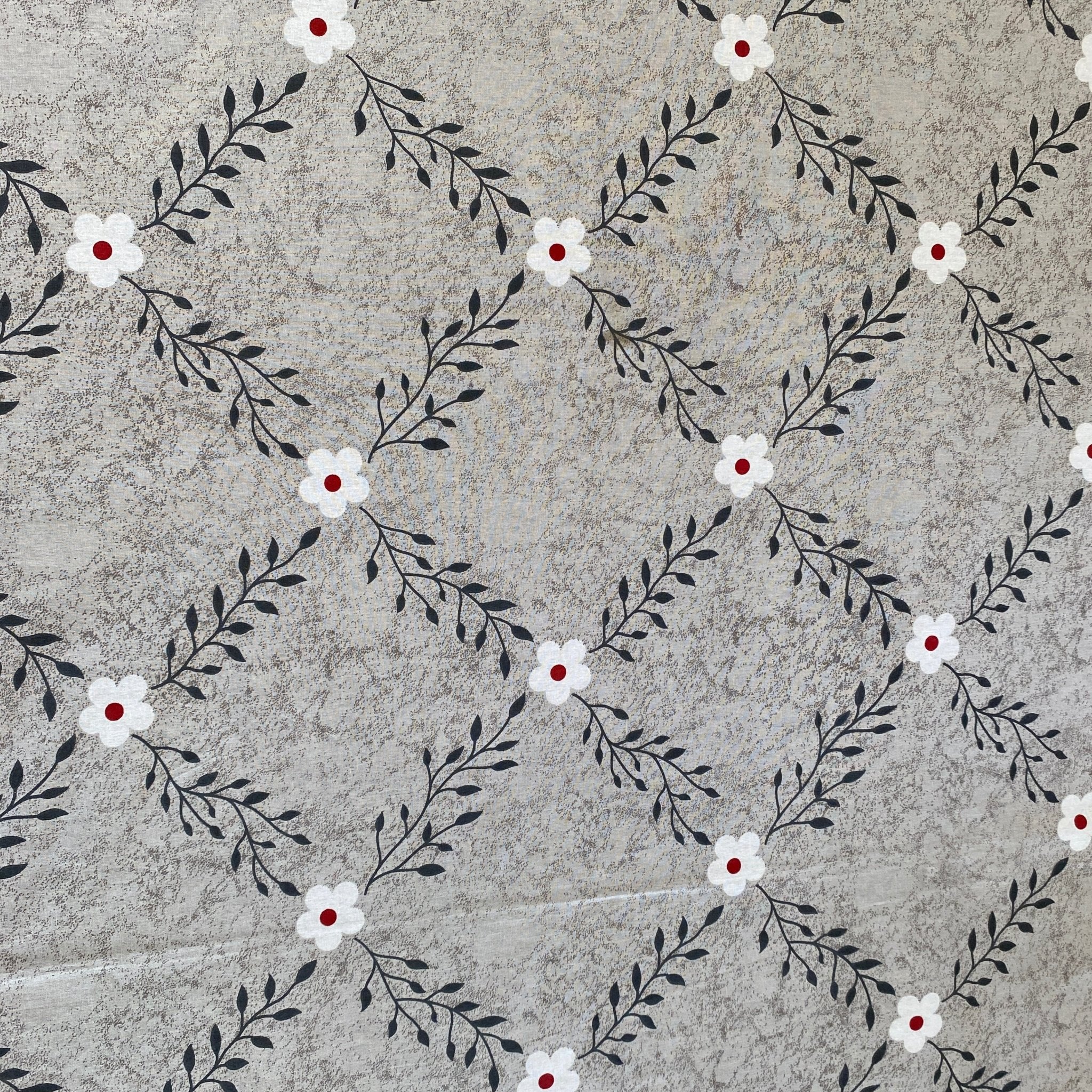 Leafy Bloom 6 Seater Dining Table Cover, 100% Cotton, 60" x 90" - Coral Slub - 