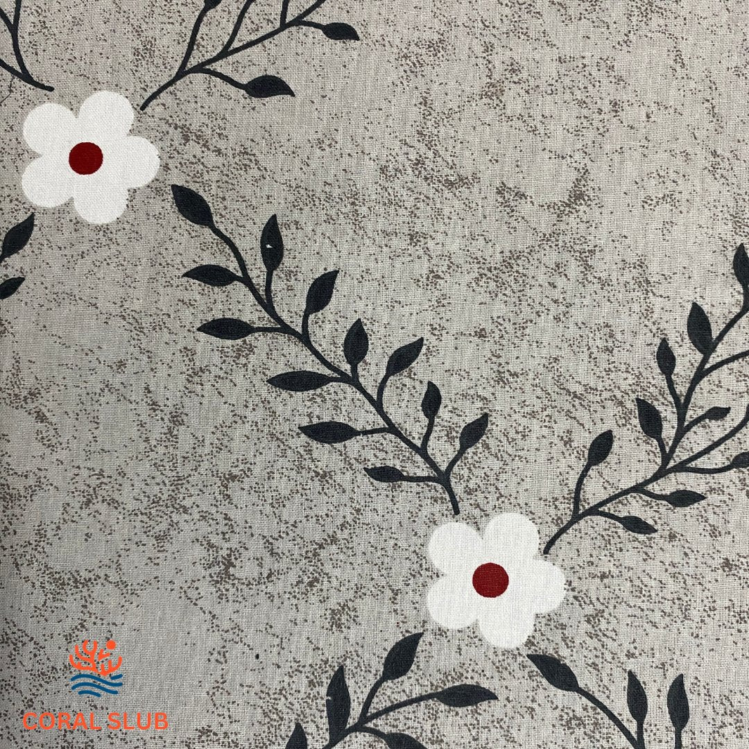 Leafy Bloom Cotton Placemats, 12" x 18", Set of 2 - Coral Slub - 