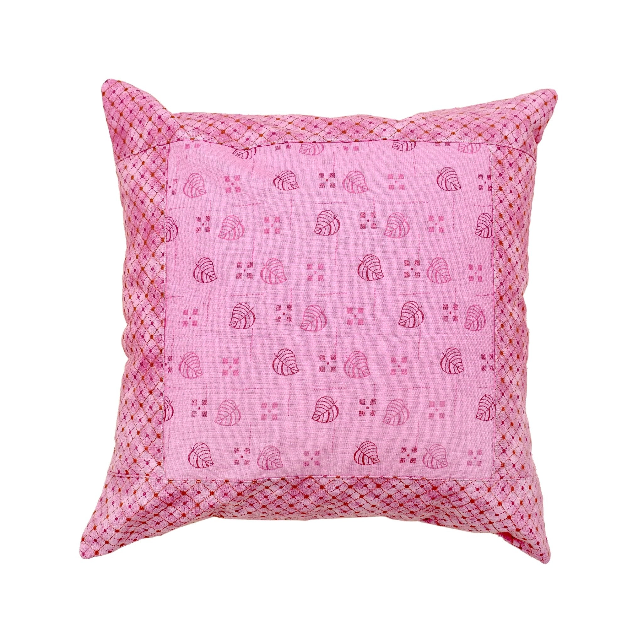 Leafy Grid Orchid Cushion Covers, pack of 5, 16" x 16" - Coral Slub - 