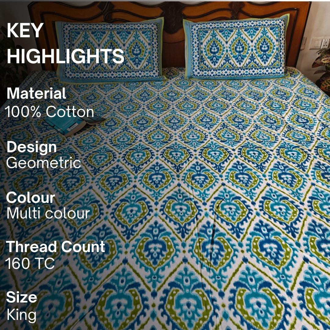 Leher Bedsheet Set, King Size - Coral Slub - 