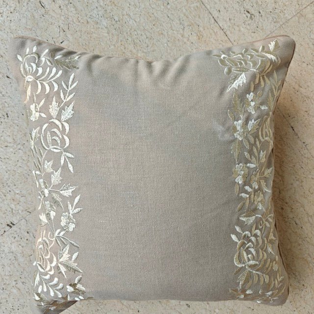 Lumi Embroidered Cushion Cover - Coral Slub - 