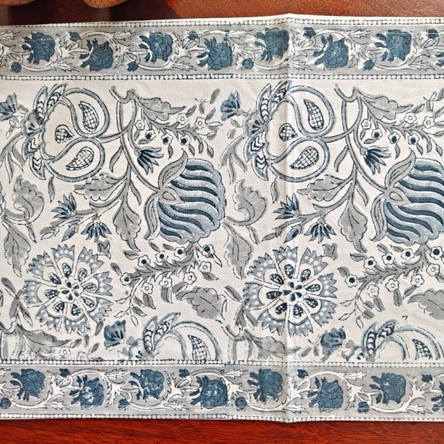 Madhavi Block Print Runner - Coral Slub -