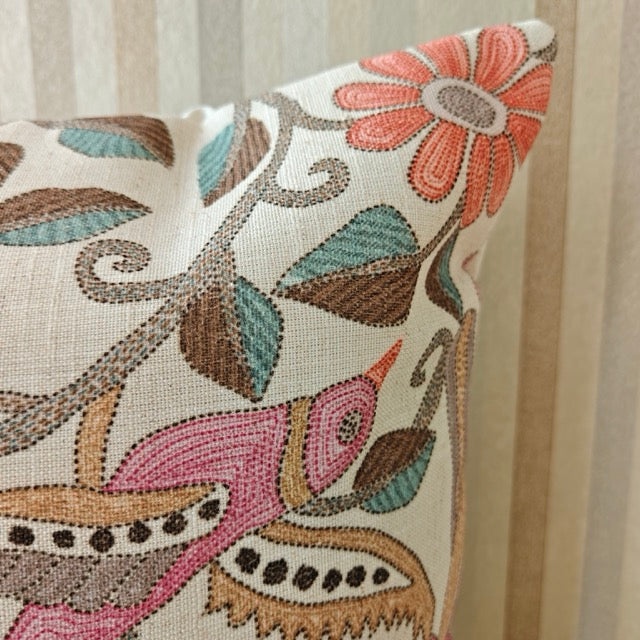 Madhubani Print Cushion Cover, 16" x 16", Pack of 1