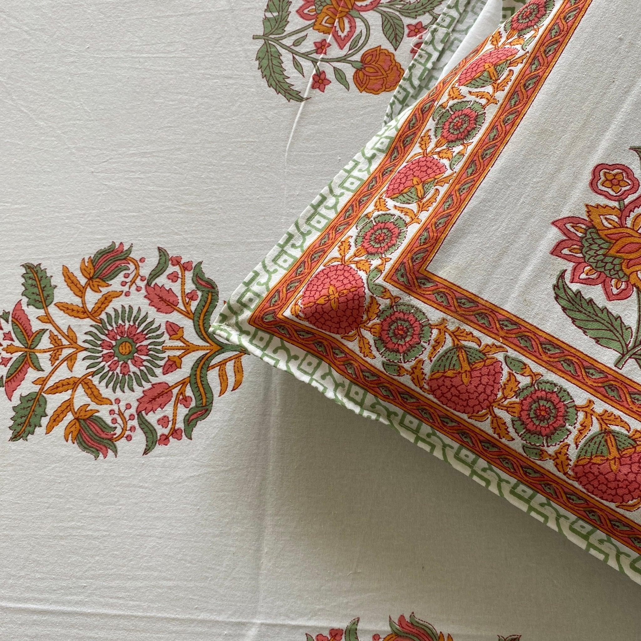 Madhur Bedsheet Set 100% Cotton, King Size, 100" x 108" - Coral Slub - 