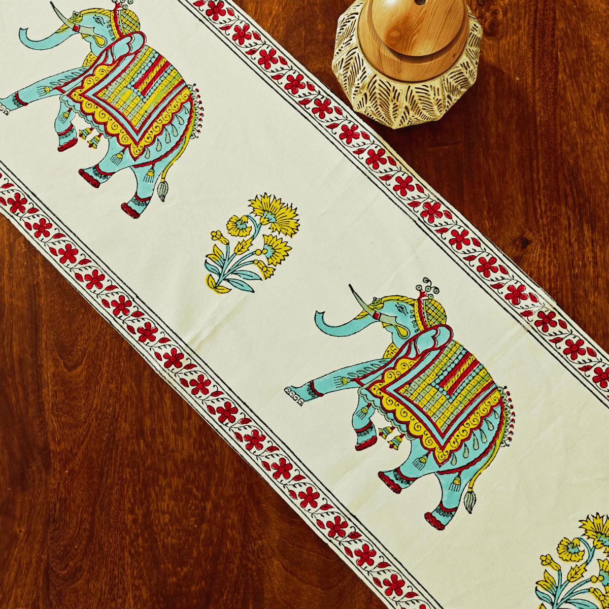 Maharaj Table Runner, 100% cotton, 13" X 72" - Coral Slub - 