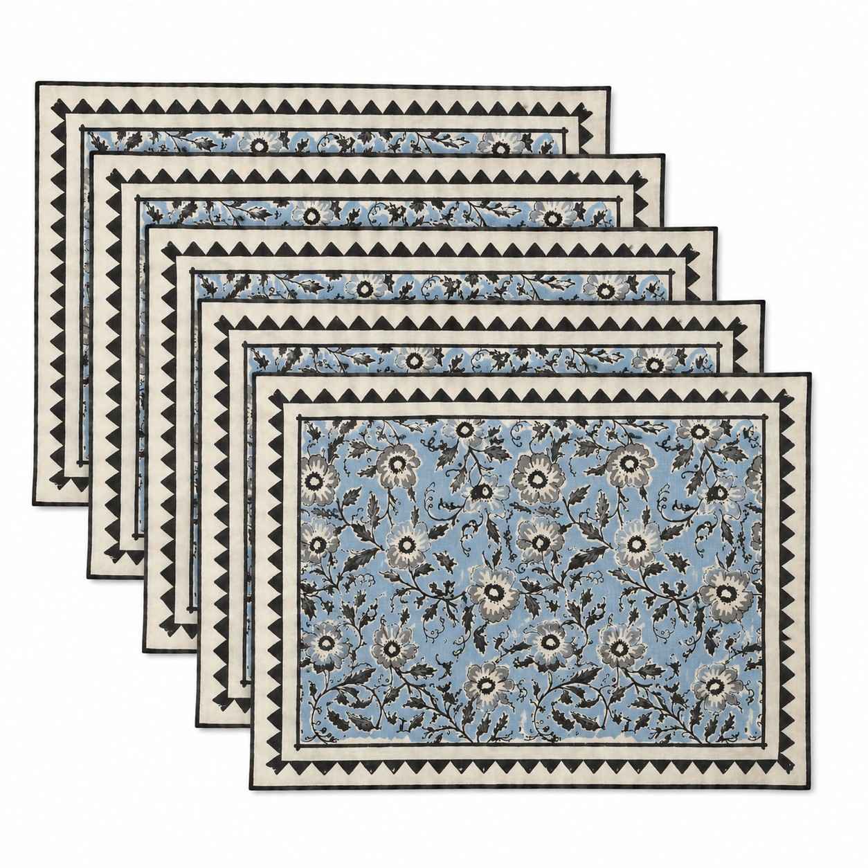 Malti Block Print Placemats - Coral Slub -