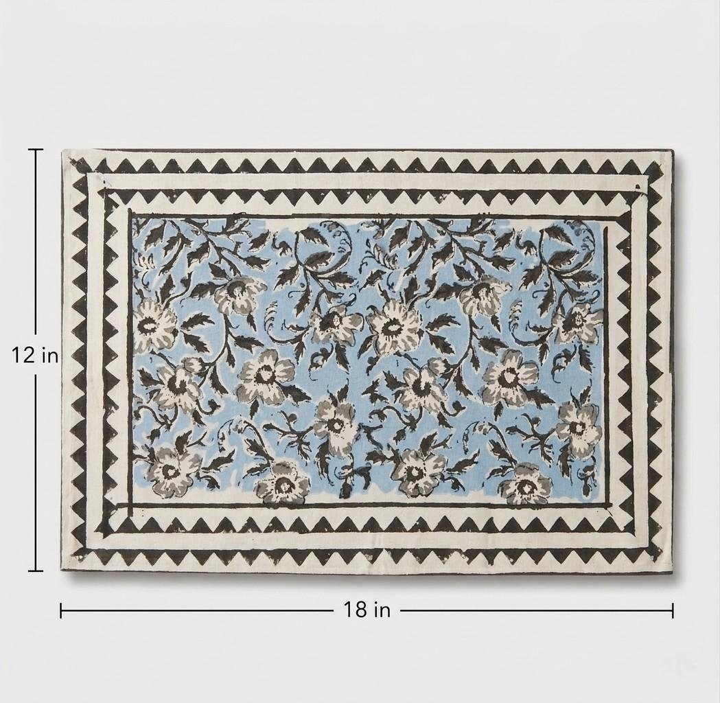 Malti Block Print Placemats - Coral Slub -