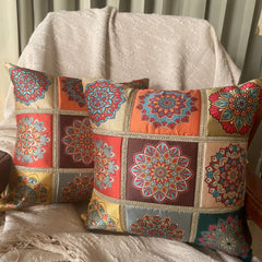 Mandala Auburn Cushion Covers, 16" x 16", Pack of 2 - Coral Slub - 