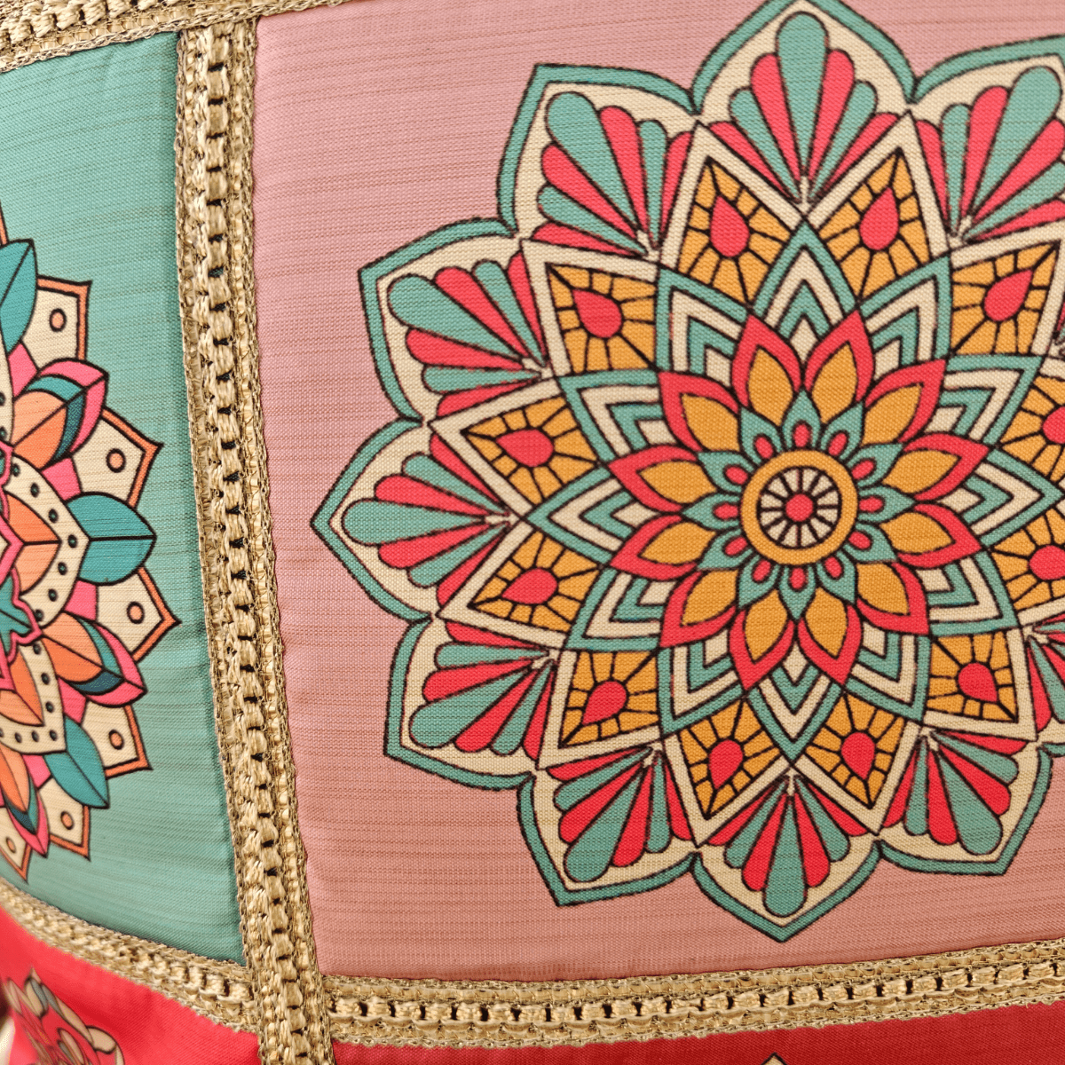 Mandala Medley Cushion Covers, 16" x 16", Pack of 2 - Coral Slub - 