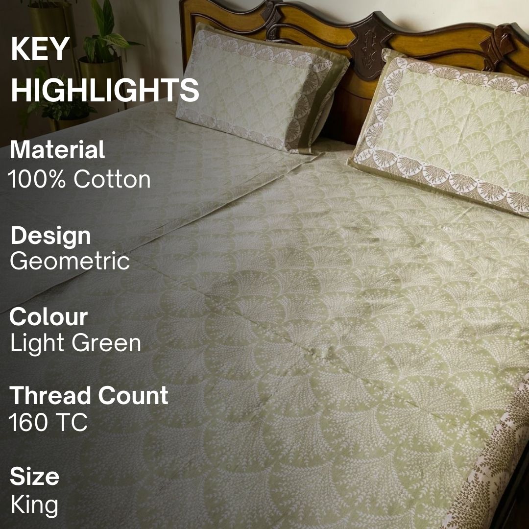 Manjari Bedsheet Set 100% Cotton, King Size, 100" x 108" - Coral Slub - 