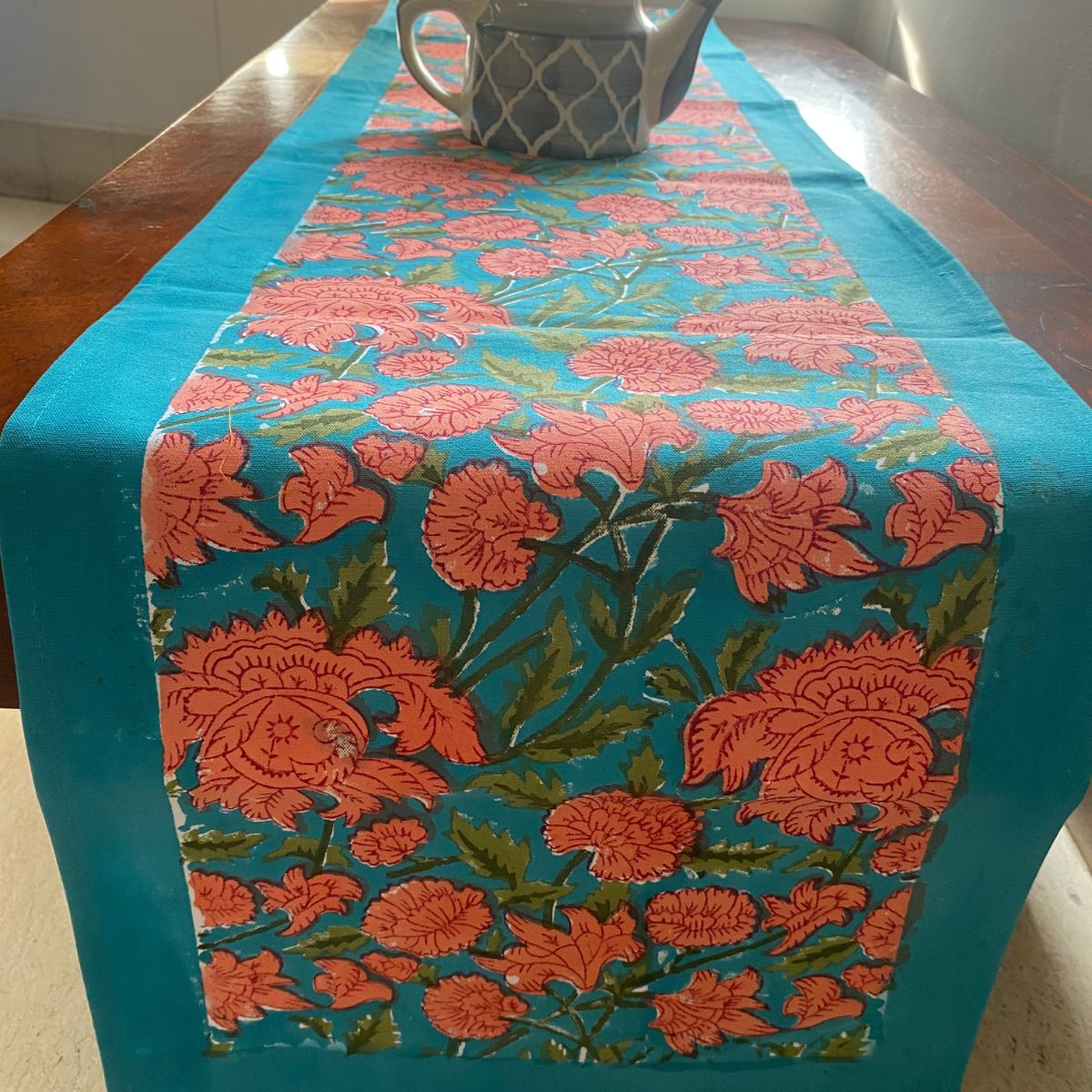 Marigold Table Runner, 100% cotton, 13" x 72" - Coral Slub - 