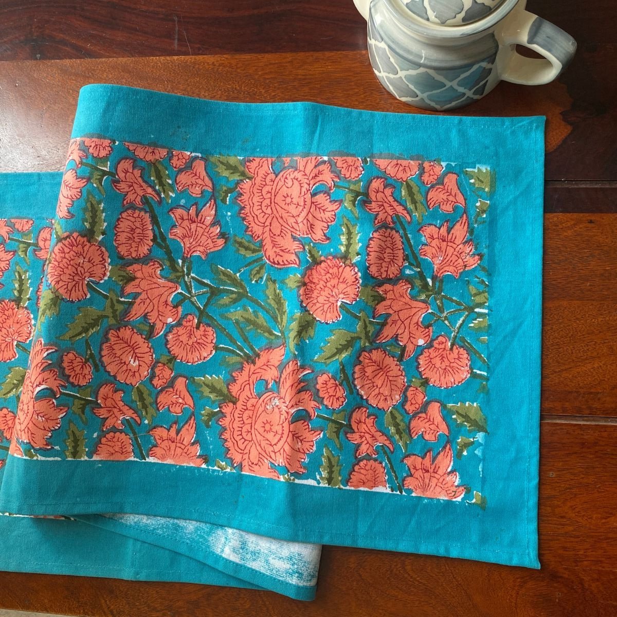 Marigold Table Runner, 100% cotton, 13" x 72" - Coral Slub - 