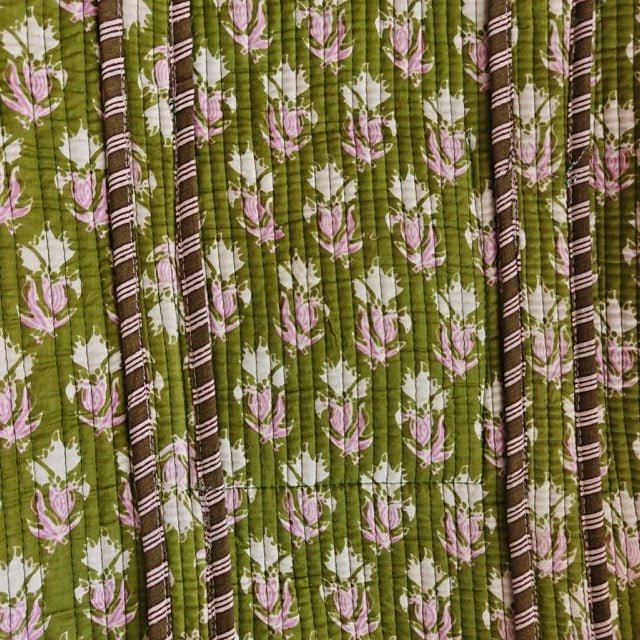 Mehandi Block Print Tote Bag - Coral Slub - 