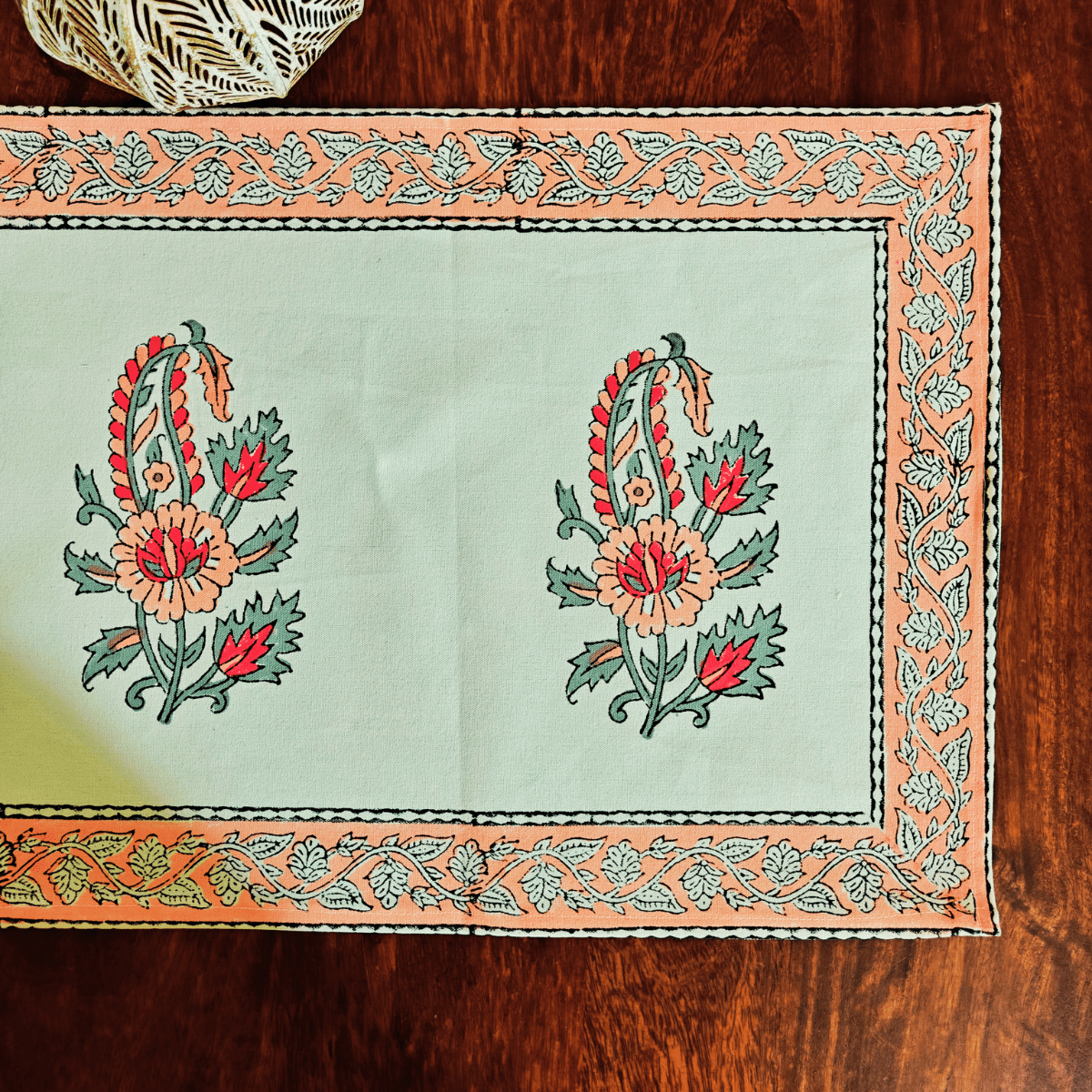 Meher Table Runner, 100% cotton, 13" X 72" - Coral Slub - 