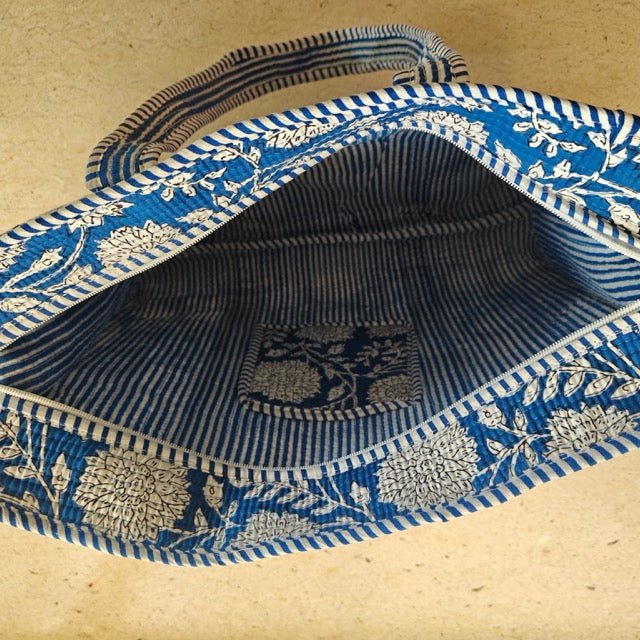 Mehfil Block Print Tote Bag - Coral Slub - 