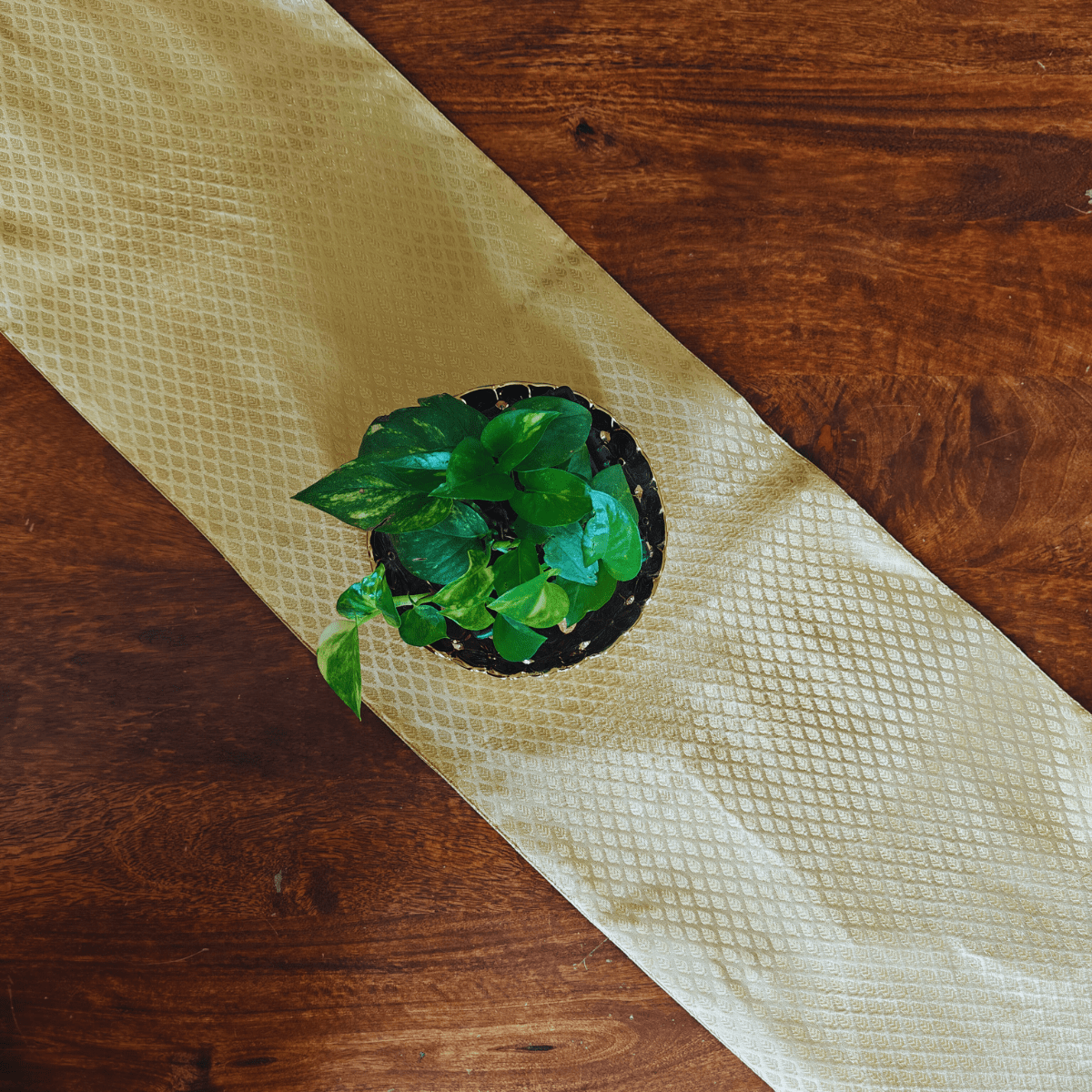 Mirage Desert Sand Brocade Table Runner 12" x 72" - Coral Slub - 