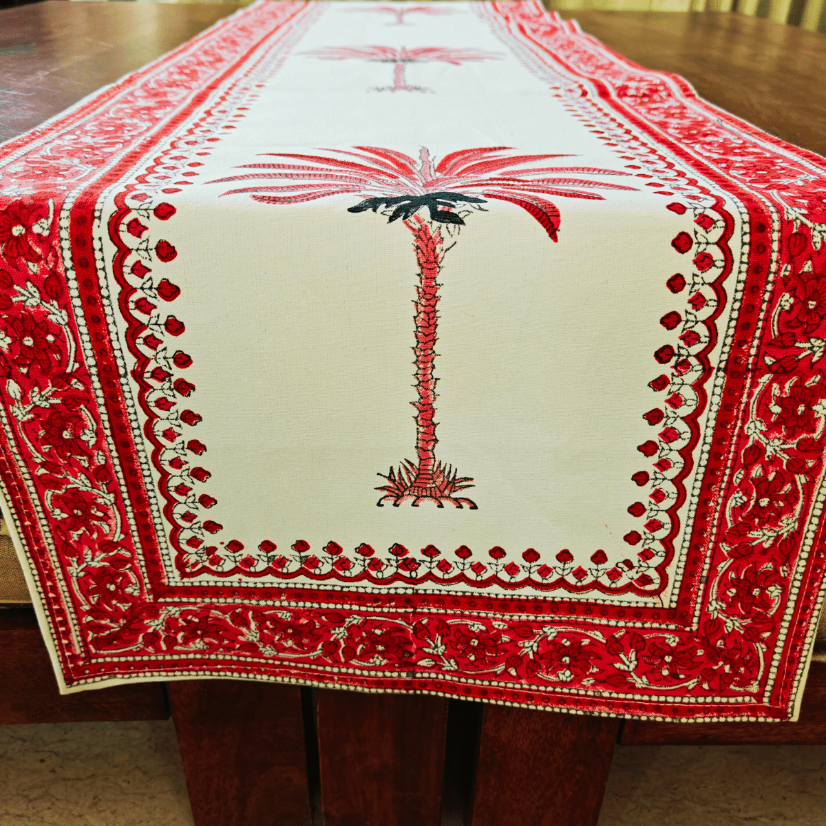 Mirava Table Runner, 100% cotton, 13" X 72" - Coral Slub - 