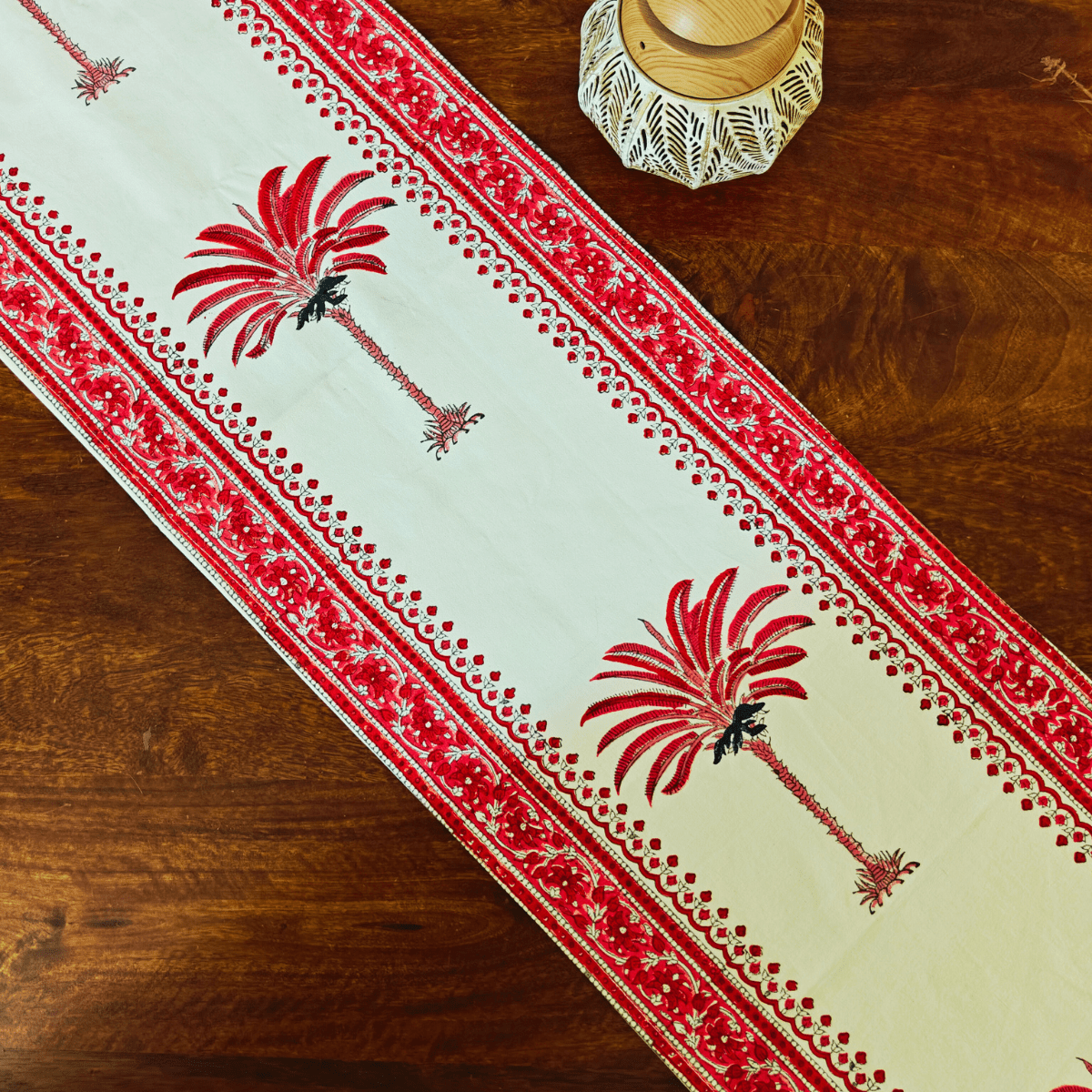 Mirava Table Runner, 100% cotton, 13" X 72" - Coral Slub - 