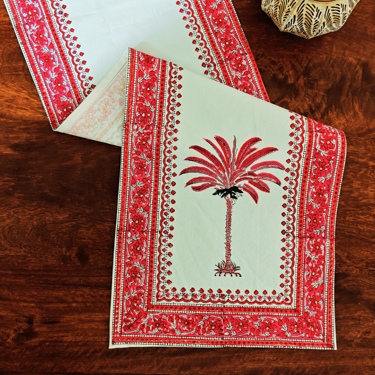 Mirava Table Runner, 100% cotton, 13" X 72" - Coral Slub - 