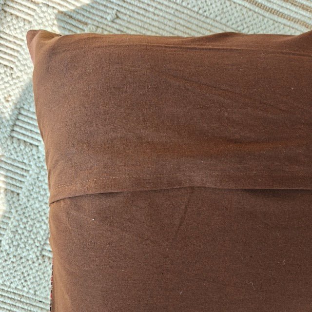 Mitti Ajrak Print Cushion Cover, 16" x 16", Pack of 1 - Coral Slub -