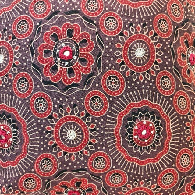 Mitti Ajrak Print Cushion Cover, 16" x 16", Pack of 1 - Coral Slub -