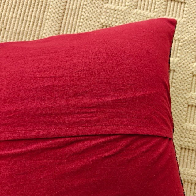 Mor Ajrak Print Cushion Cover, 16" x 16", Pack of 1 - Coral Slub -