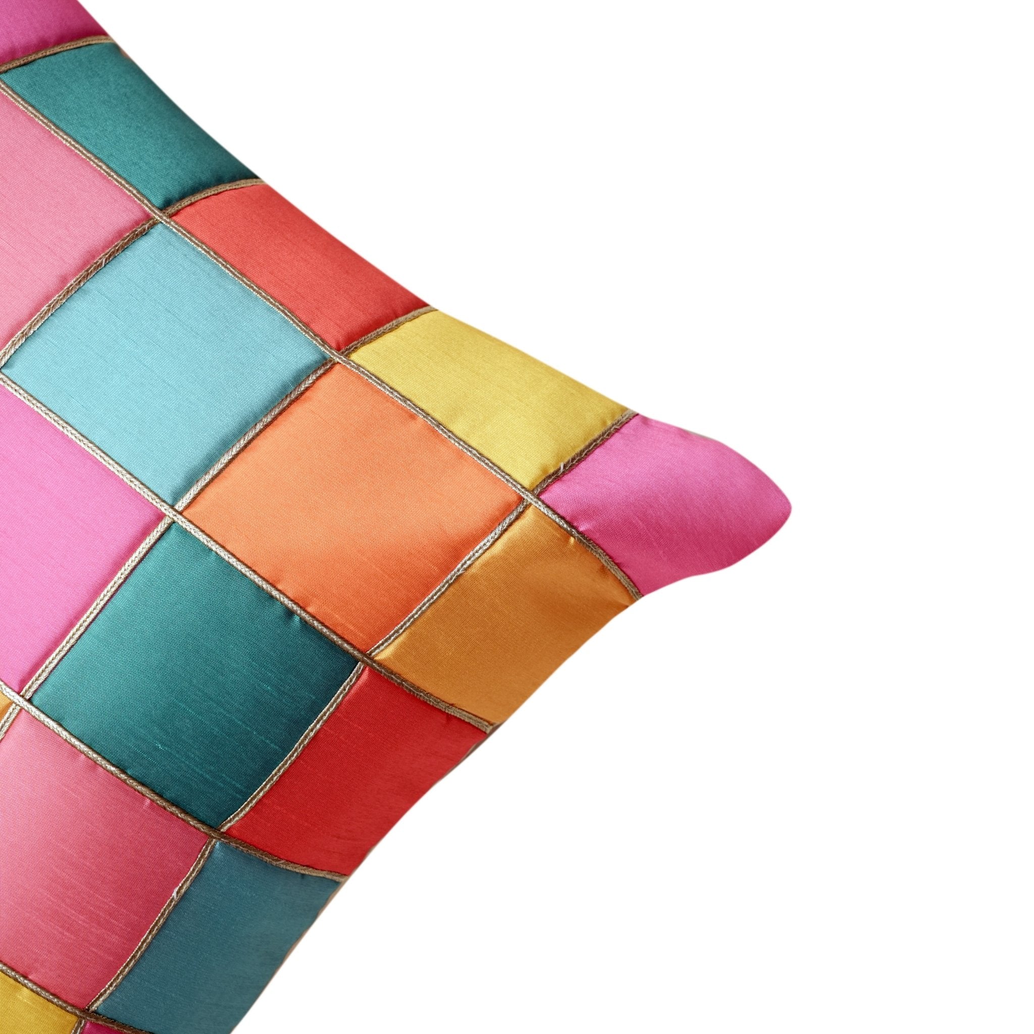 Mosaic Medley Cushion Cover, Pack of 2, 16" x 16" - Coral Slub - 