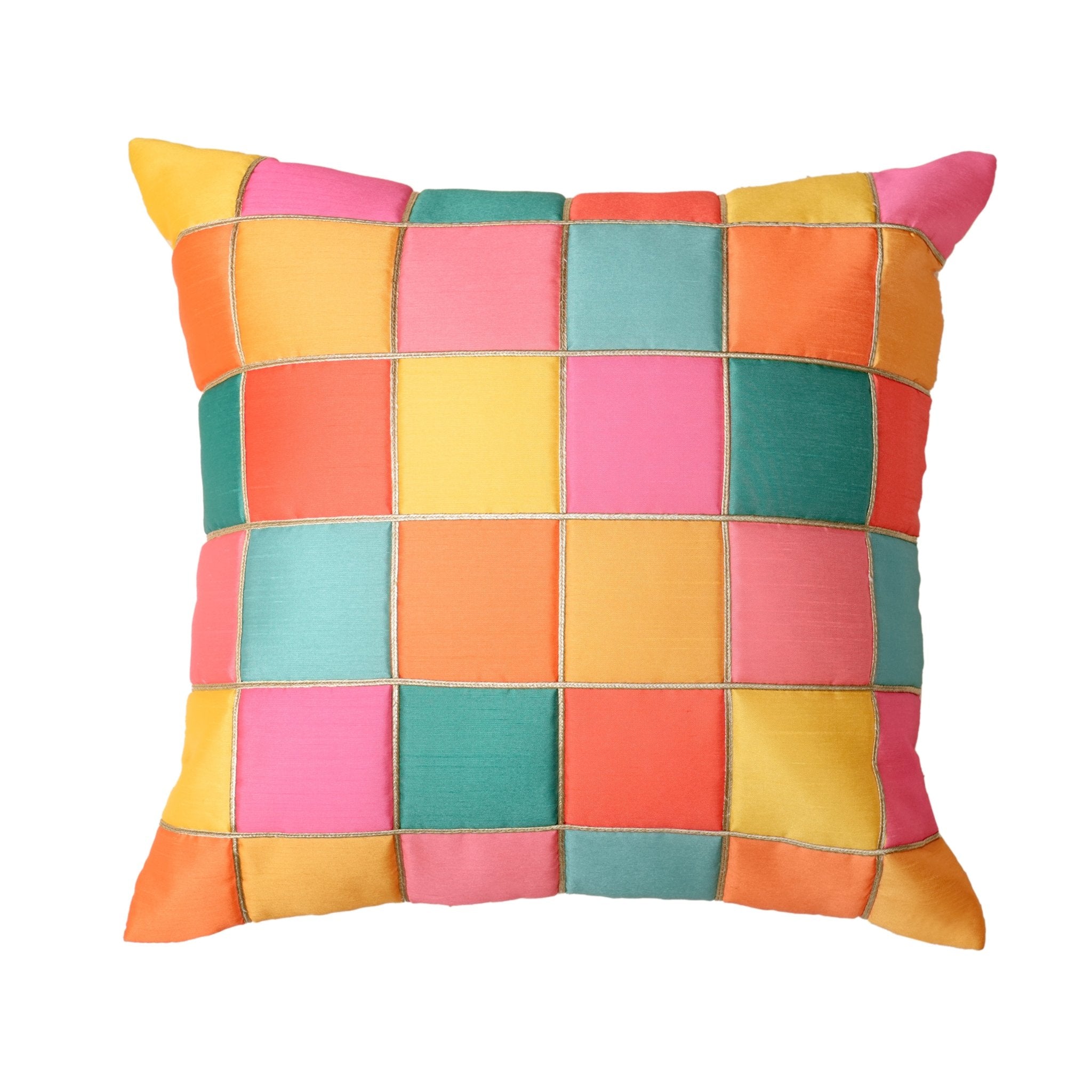 Mosaic Medley Cushion Cover, Pack of 2, 16" x 16" - Coral Slub - 