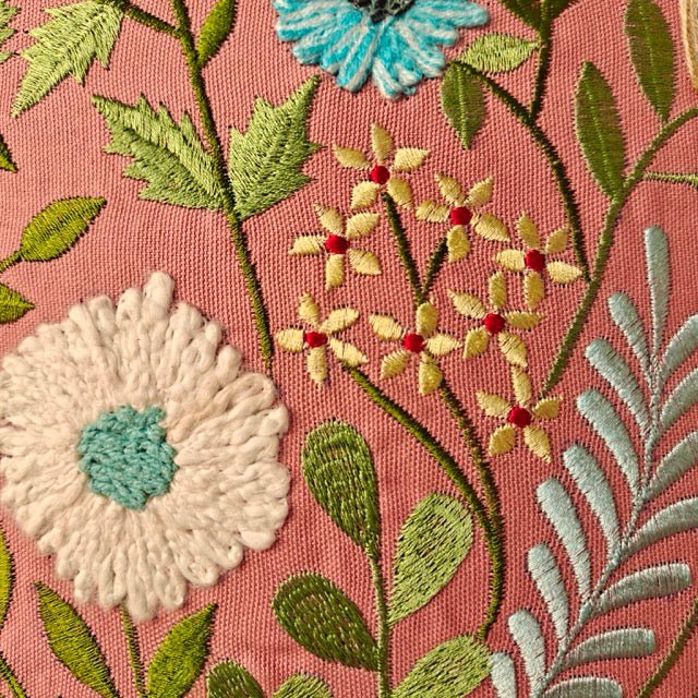 Myra Embroidered Cushion Cover - Coral Slub - 