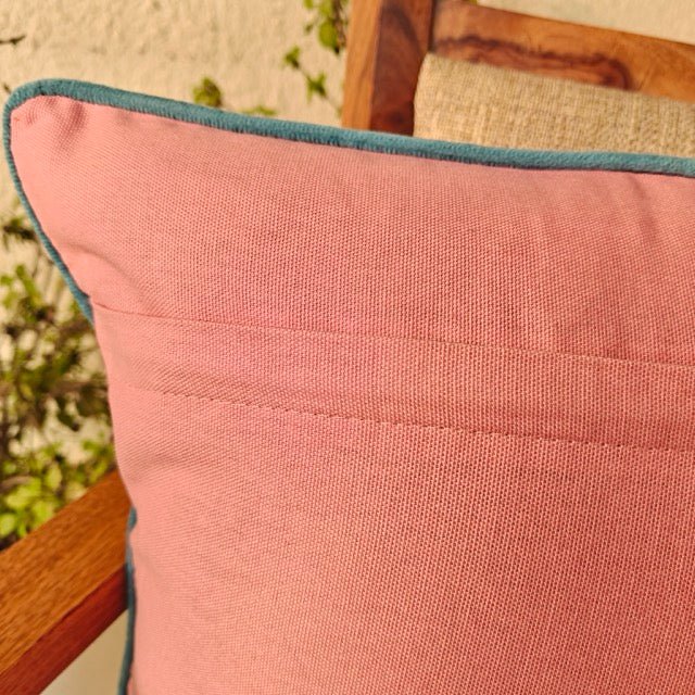 Myra Embroidered Cushion Cover - Coral Slub - 