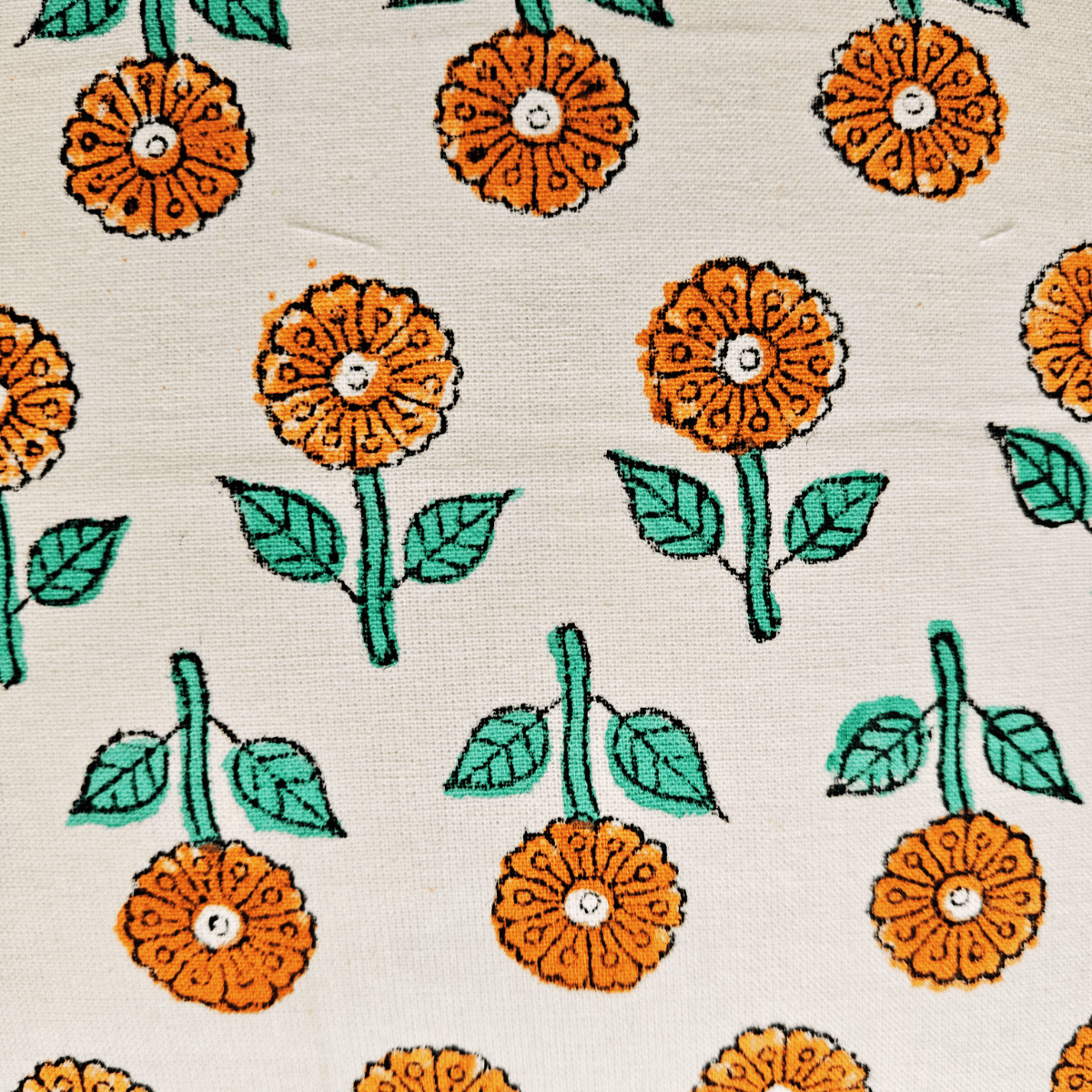 Naaz Hand Block Printed Cushion Covers, 16" x 16", Pack of 5 - Coral Slub - 