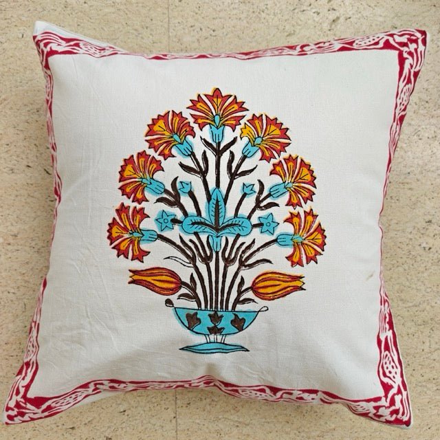 Nayra Printed Cushion Covers, Pack of 5 - Coral Slub - 